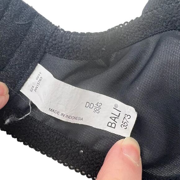 Bali Minimizer Bra 42DD Black Embroidered Lace Unlined Underwire Adjustable 3573 - Picture 4 of 6